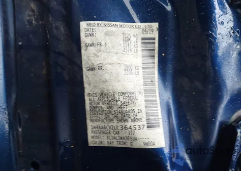 2020 Nissan Maxima Sv Xtronic Cvt z USA, uszkodzony, nr VIN 1N4AA6CV2LC364537